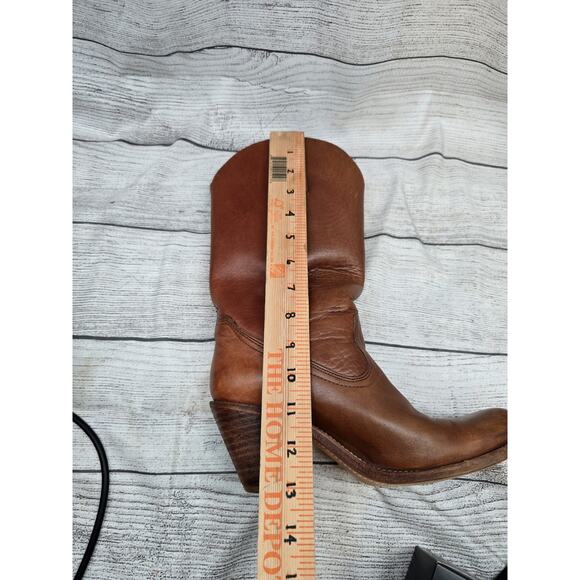 Vintage Sz 8.5 AA - FRYE Cowboy Pull ON Brown 6175 Leather Boots Made in USA - Picture 13 of 15